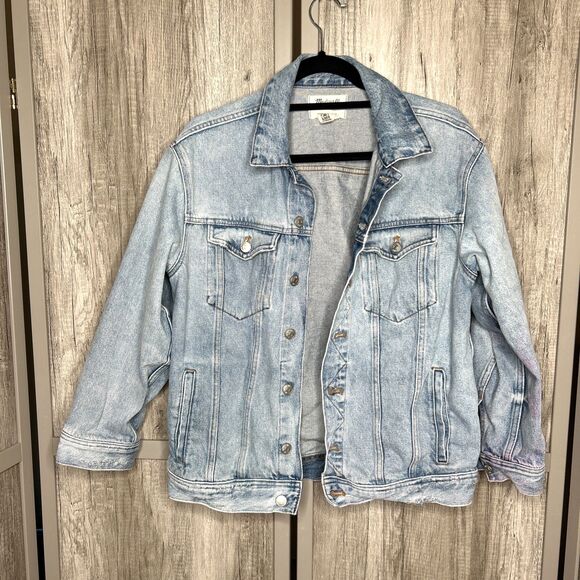 Madewell Denim Jacket Oversized Trucker Blue Color Size S Defect - Picture 1 of 7